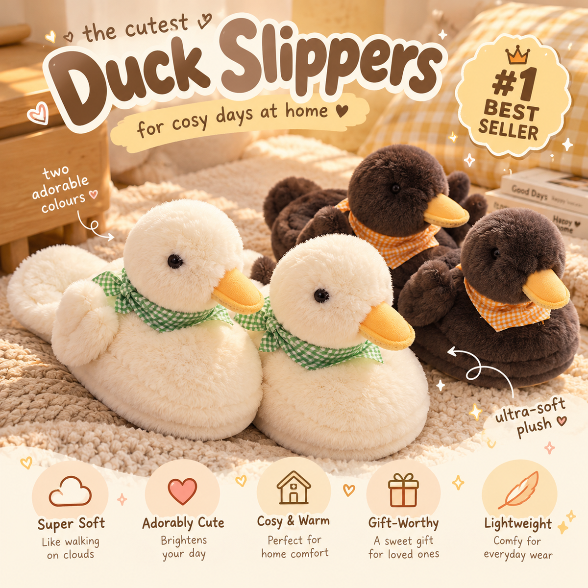 Duck Indoor Cozy Fluffy Slippers